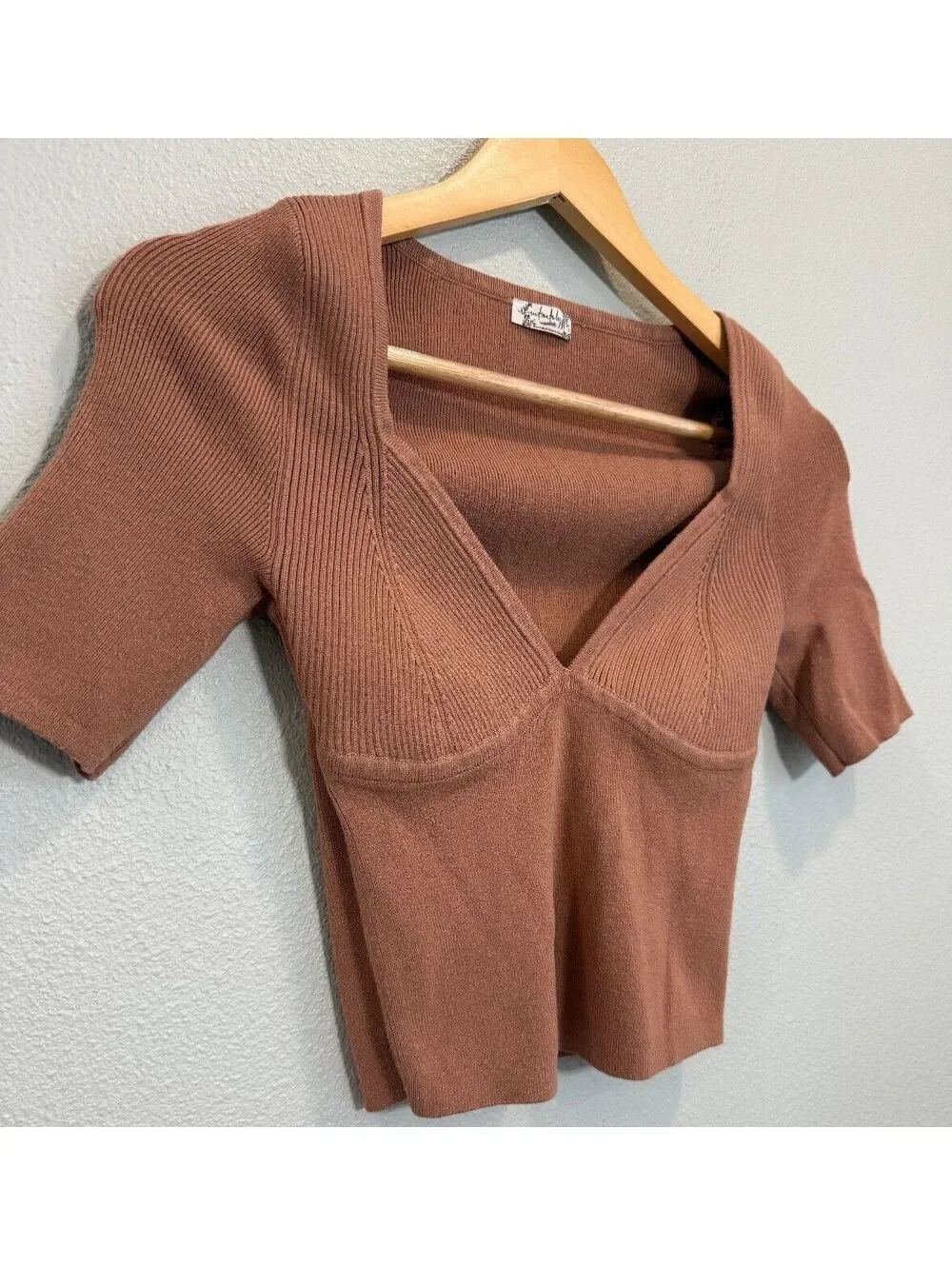 Free People Intimately Teagan Swit Short Sleeve Top In Brown - Women's XS NWOT_3